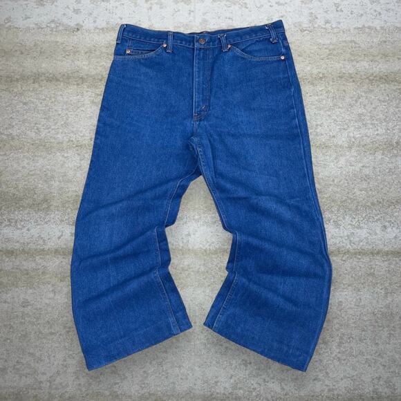 True Vintage Plain Pockets Jeans Bootcut Flared Fit Dark Wash Denim 70s - Picture 2 of 5